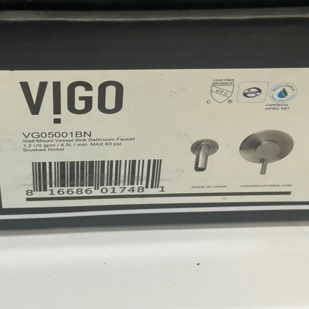 Vigo VG05001BN Brushed Nickel Olus Wall Mounted Vessel Bathroom Faucet